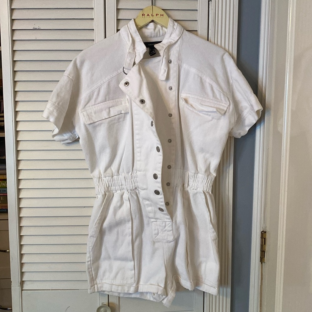Forever21 White Denim Romper